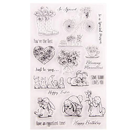 Blooming Flowers Bunny Happy Easter Hase Regenstiefel Fahrrad Just to Say Clear Stamps für Kartenherstellung Dekoration und DIY Scrapbooking Werkzeuge Gummistempel - A1684 Blooming Flowers Bunny Happy Easter Hase Regenstiefel Fahrrad Just to Say Clear Stamps für Kartenherstellung Dekoration und DIY Scrapbooking Werkzeuge Gummistempel - A1684 von arriettycraft
