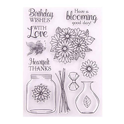 arriettycraft Gummistempel mit Aufschrift "Have a Blooming Day", zum Selbermachen von Blumen, Blättern, Vasen, transparent, für Kartengestaltung, Dekoration und Bastelarbeiten-A1668 von arriettycraft