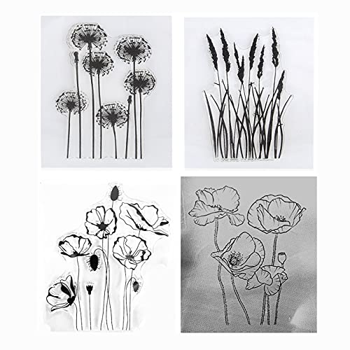 Löwenzahn, Lavendel, Mohnblumen, Gänseblümchen, Blätter, transparenter Stempel für dekorative Kartengestaltung, Scrapbooking-Werkzeuge, 4 Stück Löwenzahn, Lavendel, Mohnblumen, Gänseblümchen, Blätter, transparenter Stempel für dekorative Kartengestaltung, Scrapbooking-Werkzeuge, 4 Stück von arriettycraft