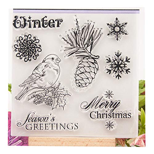 arriettycraft Transparente Stempel für Grußkarten, Dekoration und Scrapbooking, Motiv: Frohe Weihnachten, Schneeflocken, Vögel, zum Basteln arriettycraft Transparente Stempel für Grußkarten, Dekoration und Scrapbooking, Motiv: Frohe Weihnachten, Schneeflocken, Vögel, zum Basteln von arriettycraft