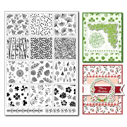 arriettycraft 12 Stück verschiedene Arten von Blumen und Blättern, transparente Stempel für Kartenherstellung oder Tagebuch, Weihnachtsbaum-Nüsse, Hintergrund, große Silikon-Gummistempel für arriettycraft 12 Stück verschiedene Arten von Blumen und Blättern, transparente Stempel für Kartenherstellung oder Tagebuch, Weihnachtsbaum-Nüsse, Hintergrund, große Silikon-Gummistempel für von arriettycraft