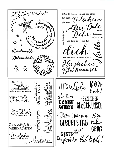 arriettycraft 4 Stück/Set Clear Stamps Transparente Stempel Sets Faohe Weihnachten Stern Alles Liebe Alles Gute Gum Stempel Grußworte Phrase Scrapbooking (set 2) von arriettycraft