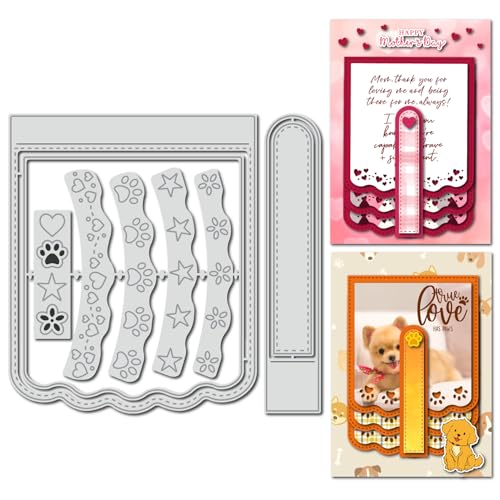 arriettycraft 5 x dekorative quadratische Wasserfall-Stanzformen mit Klappe, gewellte Stanzschablonen aus Metall mit Nähten für Scrapbooking und Tagebuch, Bastelzubehör arriettycraft 5 x dekorative quadratische Wasserfall-Stanzformen mit Klappe, gewellte Stanzschablonen aus Metall mit Nähten für Scrapbooking und Tagebuch, Bastelzubehör von arriettycraft