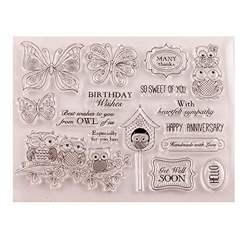 arriettycraft Eulenstempel Schmetterling Happy Anniversary Geburtstag Gummi Clear Stamp/Seal Scrapbook/Fotoalbum Dekorative Kartenherstellung Clear Stamps von arriettycraft