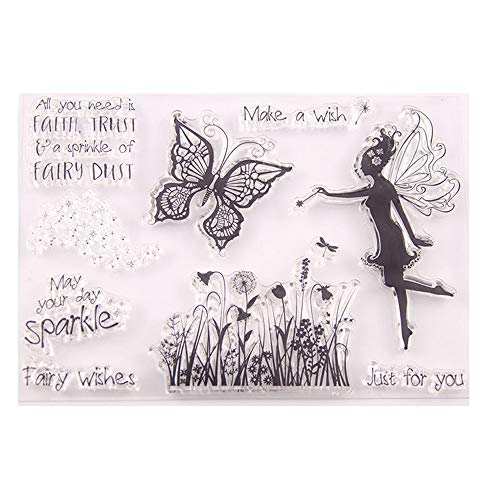 arriettycraft Fairy Wishes Schmetterling Magischer Feenstaub Blume Löwenzahn Just for You Clear Stamps für Weihnachtskarten Herstellung Dekoration und Scrapbooking Gummistempel zum Basteln von arriettycraft