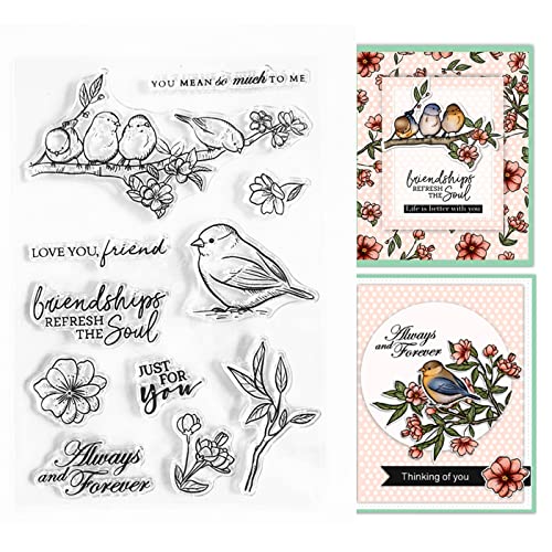 Frühlingsvögel Blumen Freundschaft Love You Transparente Stempel für Kartenherstellung Dekoration und DIY Scrapbooking von arriettycraft