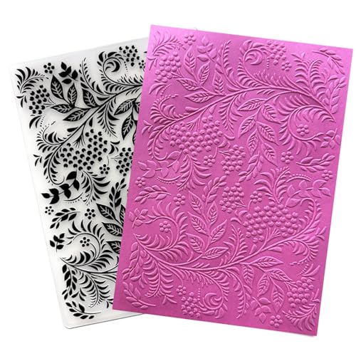 arriettycraft Kunststoff-Prägeschablone mit Weihnachtsblättern, Beerenzweigen, Textur, Prägung, Impressionsvorlage für Kartenherstellung, Scrapbooking und Papierbasteln, 12,7 x 17,8 cm von arriettycraft