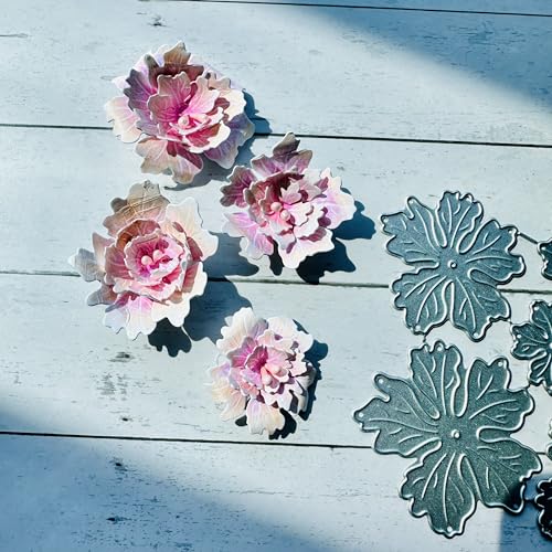 arriettycraft Metall-Stanzformen mit Pfingstrosen, 3D-Pfingstrosen, für Kartenherstellung, mehrlagige Blumen-Stanzformen, Schablonen für DIY, Scrapbooking, Album, dekorative Prägepapier-Stanzformen von arriettycraft