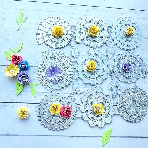 arriettycraft Metall-Stanzformen mit Spiralblumen, 9 Blumenstile, für Kartenherstellung, Gänseblümchen-Rosen, fließende Stanzformen, Stanzschablonen für DIY, Scrapbooking, Album, dekorative arriettycraft Metall-Stanzformen mit Spiralblumen, 9 Blumenstile, für Kartenherstellung, Gänseblümchen-Rosen, fließende Stanzformen, Stanzschablonen für DIY, Scrapbooking, Album, dekorative von arriettycraft