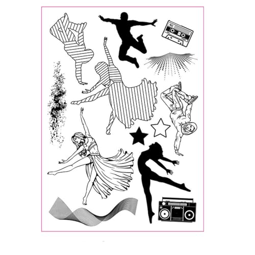 arriettycraft Moderne Tanztanzende Mädchen transparente Stempel für Kartenherstellung oder Tagebuch, Hip-Hop-Tanz, Silikon-Gummistempel für Scrapbooking, Tagebücher, Papier, Basteln, Dekoration von arriettycraft