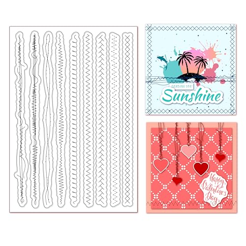 arriettycraft Nähgarn Transparente Stempel Nähen Sticklinien Bordüren Silikon Gummi Stempel Dichtungen für Karten Herstellung DIY Scrapbooking Album Dekoration Papier Handwerk von arriettycraft