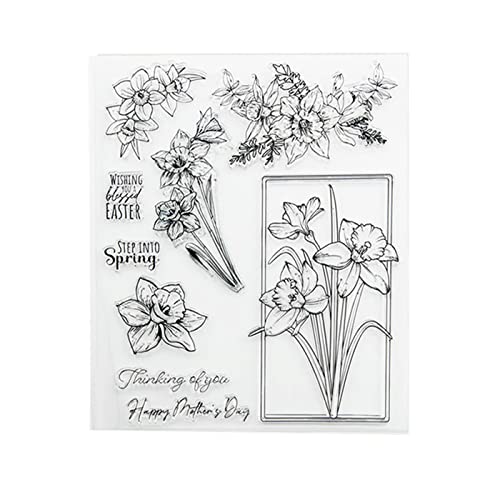 arriettycraft Narzissen Transparente Stempel Muttertag Frühlingsblumen transparente Silikon-Stempel für Kartenherstellung DIY Handwerk Scrapbooking Grußkarte Dekor-A1989 von Arbuya