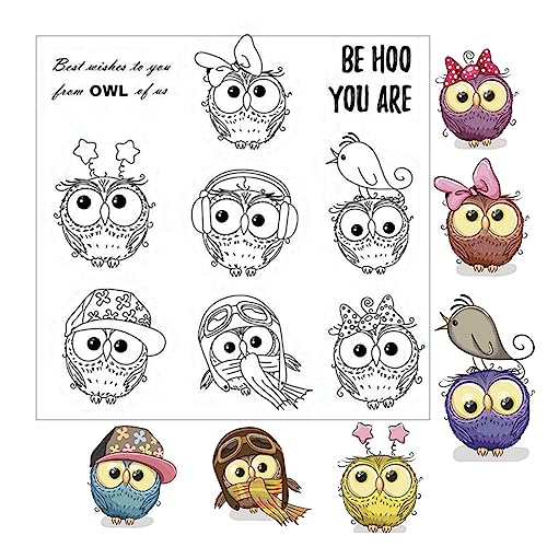 arriettycraft Niedliche Eule transparente Stempel für Kartenherstellung und Journaling, Vögel Gummistempel zum Basteln Scrapbooking Beste Wünsche Eule Silikonstempel zum Basteln von arriettycraft