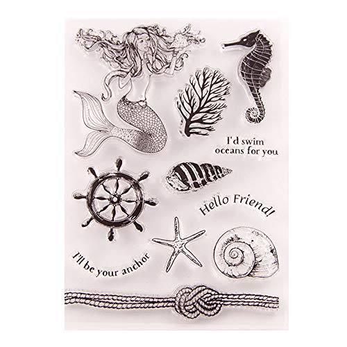 arriettycraft Sea Friends Gummistempel, Meerjungfrau, Seastar, Muschel, transparent, für Kartengestaltung, Dekoration und Scrapbooking von arriettycraft