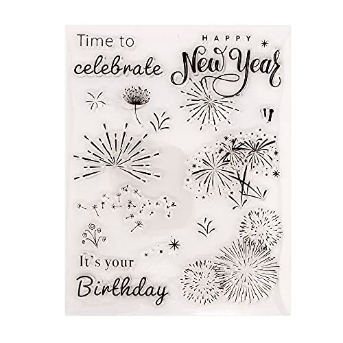 arriettycraft Feuerwerk Silvester Löwenzahn Feiern Geburtstag Silikon Stempel für Kartenherstellung Dekoration und DIY Scrapbooking von arriettycraft