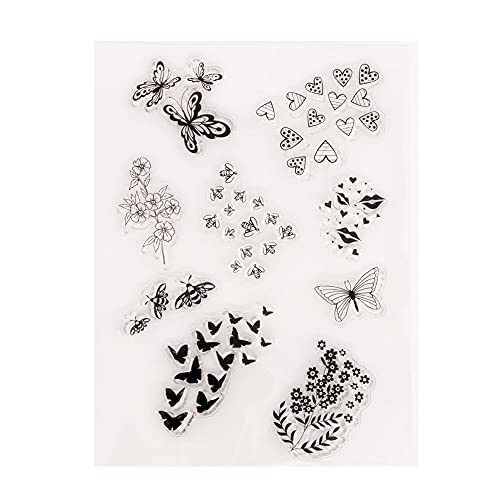 arriettycraft Stempel mit Schmetterling, Biene, Herzen, Blumen, Hintergrundstempel, Gummi, transparent, für Scrapbooking, dekorative Kartengestaltung arriettycraft Stempel mit Schmetterling, Biene, Herzen, Blumen, Hintergrundstempel, Gummi, transparent, für Scrapbooking, dekorative Kartengestaltung von arriettycraft