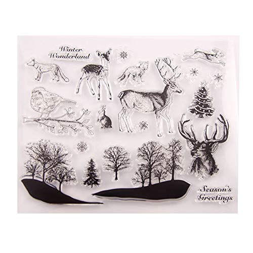arriettycraft Transparente Stempel für Grußkarten, Dekoration und Scrapbooking, Motiv: Frohe Weihnachten, Winterwunderland, Hirsch, Elch, Vogel, Schneeflocken, zum Basteln-A1190 arriettycraft Transparente Stempel für Grußkarten, Dekoration und Scrapbooking, Motiv: Frohe Weihnachten, Winterwunderland, Hirsch, Elch, Vogel, Schneeflocken, zum Basteln-A1190 von arriettycraft