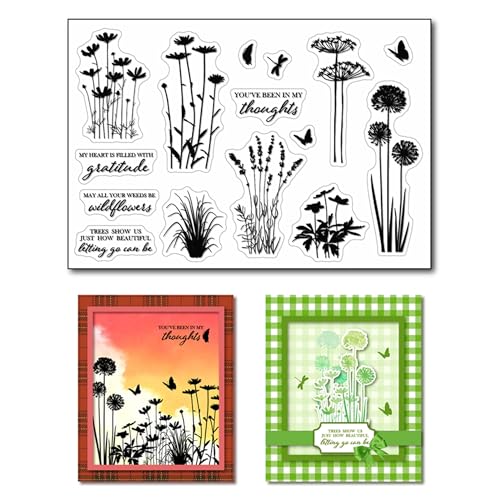 arriettycraft Transparente Stempel für Kartenherstellung oder Journaling, Silhouetten-Wildblumen-Motive, Motiv: Löwenzahn, Gänseblümchen, Lavendel, Gummistempel, Gras, Silikonstempel für Scrapbooking, arriettycraft Transparente Stempel für Kartenherstellung oder Journaling, Silhouetten-Wildblumen-Motive, Motiv: Löwenzahn, Gänseblümchen, Lavendel, Gummistempel, Gras, Silikonstempel für Scrapbooking, von arriettycraft