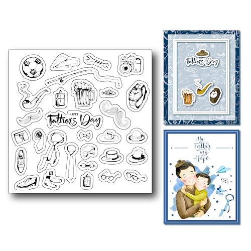 arriettycraft Transparente Stempel für Vatertag, Motiv: Krawatten, Hut, Bart, Fußball, Angeln, Uhr, Silikon-Gummistempel, Dichtungen für Kartenherstellung, Scrapbooking, Album, Dekoration, arriettycraft Transparente Stempel für Vatertag, Motiv: Krawatten, Hut, Bart, Fußball, Angeln, Uhr, Silikon-Gummistempel, Dichtungen für Kartenherstellung, Scrapbooking, Album, Dekoration, von arriettycraft