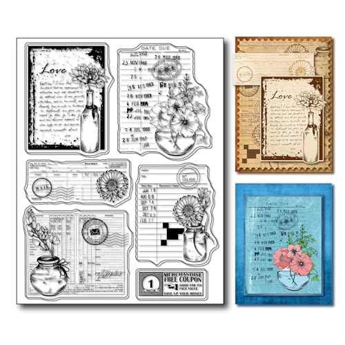 "arriettycraft Transparente Stempel mit Blumen im Vintage-Stil für die Kartenherstellung, Musiknote, Schmetterlingshintergrund, Gummistempel für DIY-Scrapbooking, Junk-Tagebücher, Dekoration, Papierb "arriettycraft Transparente Stempel mit Blumen im Vintage-Stil für die Kartenherstellung, Musiknote, Schmetterlingshintergrund, Gummistempel für DIY-Scrapbooking, Junk-Tagebücher, Dekoration, Papierb von "arriettycraft