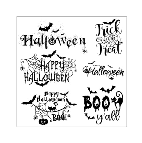 arriettycraft Transparente Halloween-Stempel für Kartenherstellung oder Journaling, Fledermaus, Katze, Süßes oder Saures Wörter, Spinnennetz, Silikon-Gummistempel für Scrapbooking, Alben, Tagebücher, arriettycraft Transparente Halloween-Stempel für Kartenherstellung oder Journaling, Fledermaus, Katze, Süßes oder Saures Wörter, Spinnennetz, Silikon-Gummistempel für Scrapbooking, Alben, Tagebücher, von arriettycraft