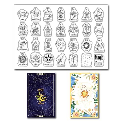 arriettycraft Transparente Tarot-Stempel für Tarot-Tagebuch, Set mit 26 Tarot-Gummistempeln für Karten, Tarotdeck, Tagebuch, Planer, Dekoration arriettycraft Transparente Tarot-Stempel für Tarot-Tagebuch, Set mit 26 Tarot-Gummistempeln für Karten, Tarotdeck, Tagebuch, Planer, Dekoration von arriettycraft