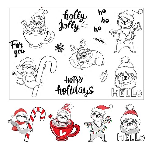 arriettycraft Transparente Weihnachts-Faultier-Stempel für Weihnachtskarten oder Tagebuch, Urlaubs-Faultier-Gummistempel für Tagebücher, Planer, Scrapbooking, Papierbasteln, Dekoration arriettycraft Transparente Weihnachts-Faultier-Stempel für Weihnachtskarten oder Tagebuch, Urlaubs-Faultier-Gummistempel für Tagebücher, Planer, Scrapbooking, Papierbasteln, Dekoration von arriettycraft