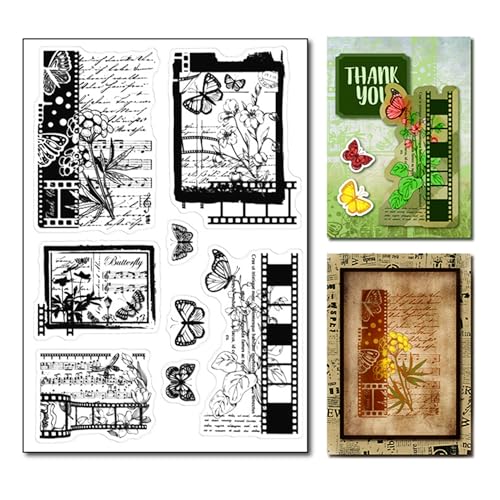 arriettycraft Vintage-Stil Blumen Transparente Stempel, Schmetterling, für Kartenherstellung oder Journaling, Filmrolle, Gummistempel, transparente Silikonstempel für Scrapbooking arriettycraft Vintage-Stil Blumen Transparente Stempel, Schmetterling, für Kartenherstellung oder Journaling, Filmrolle, Gummistempel, transparente Silikonstempel für Scrapbooking von arriettycraft
