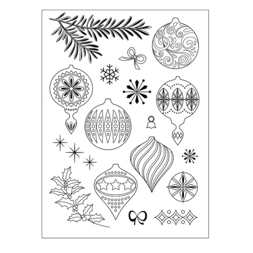 arriettycraft Weihnachtsschmuck, dekorative Kugeln, transparente Stempel für Kartenherstellung oder Tagebuch, X-Mas, Beerenzweige, Silikon-Gummistempel für Scrapbooking, Tagebücher, Papier, Basteln, von arriettycraft