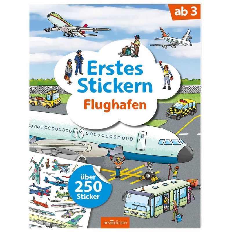 Erstes Stickern - Flughafen, Kartoniert (TB) von ars edition