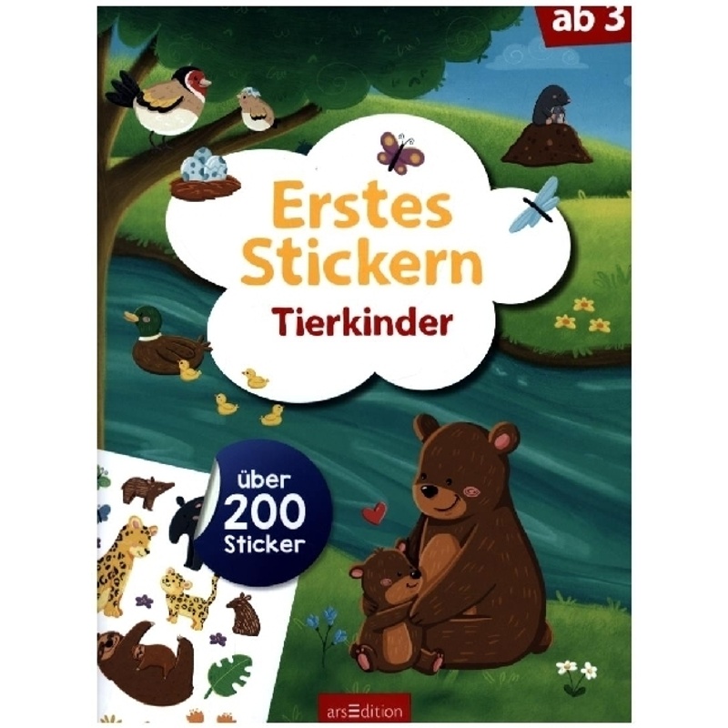 Erstes Stickern - Tierkinder, Kartoniert (TB) von ars edition