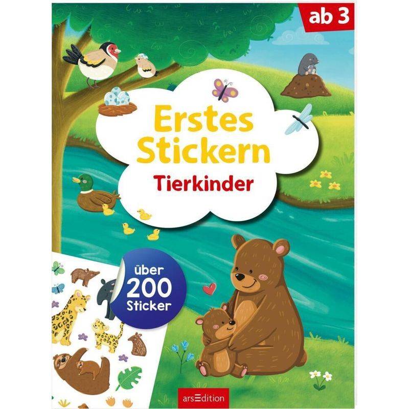 Erstes Stickern - Tierkinder, Kartoniert (TB) von ars edition