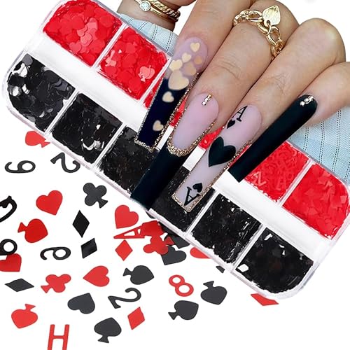 12er Set Nagelsequins Poker-Scheiben & Nummern-Nagelflakes, Deko für Nägel mit DIY-Harzformen von art lalic