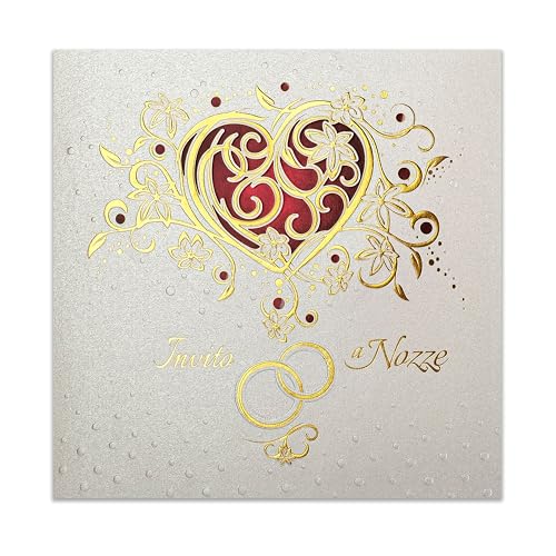 ART NUVO WEDDING INVITATIONS CARDS - 20pcs, 135x135mm, WITH PRINTABLE INNERS AND ENVELOPES FOR WEDDING - GOLD FOILED DESIGN ON WATERCOLOR PAPER von art nuvo