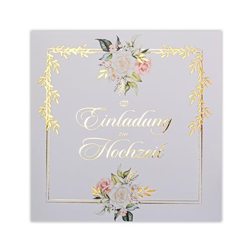 Art Nuvo HOCHZEITSEINLADUNGEN SATZ 20 St. 135x135mm MIT BEDRUCKBAREN EINLAGEN UND UMSCHLÄGEN FÜR HOCHZEIT – VERGOLDETES MUSTER Art Nuvo HOCHZEITSEINLADUNGEN SATZ 20 St. 135x135mm MIT BEDRUCKBAREN EINLAGEN UND UMSCHLÄGEN FÜR HOCHZEIT – VERGOLDETES MUSTER von art nuvo