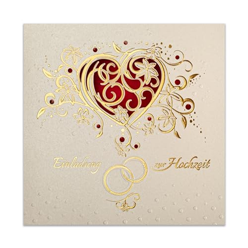 Art Nuvo Hochzeitseinladungen - 20 St. 135x135mm, Mit Bedruckbaren Einlagen Und Um-Schlägen Für Hochzeit – Lasergeschnitten, Mit Goldfolie Veredelt. Gepresstes Muster Auf Metallickpapier, ZAP_DE_05 Art Nuvo Hochzeitseinladungen - 20 St. 135x135mm, Mit Bedruckbaren Einlagen Und Um-Schlägen Für Hochzeit – Lasergeschnitten, Mit Goldfolie Veredelt. Gepresstes Muster Auf Metallickpapier, ZAP_DE_05 von art nuvo