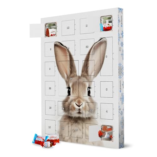 Adventskalender XXL mit Produkten von Kinder® Charly Niedlicher Hase artboxONE Adventskalender Natur von artboxONE