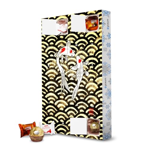 Adventskalender mit Pralinen von Ferrero Koi auf Holz artboxONE Adventskalender Tiere von artboxONE