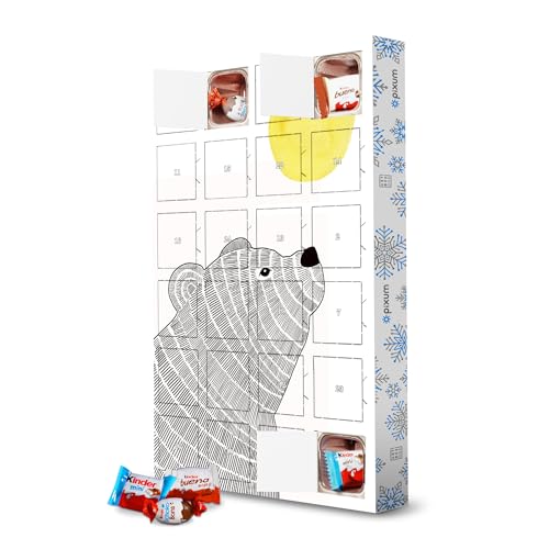 Adventskalender mit Produkten von Kinder® Bär mit Sonne artboxONE Adventskalender Natur von artboxONE