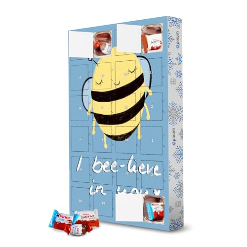 Adventskalender mit Produkten von Kinder® Biene glaubt an dich artboxONE Adventskalender Typografie von artboxONE