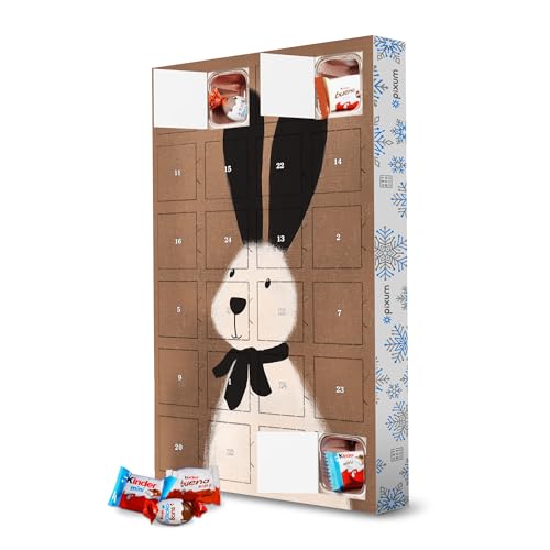 Adventskalender mit Produkten von Kinder® Flauschige Hasen Tierliebe artboxONE Adventskalender Natur von artboxONE