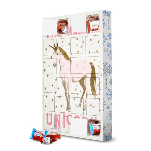 Adventskalender mit Produkten von Kinder® Glitzernde Einhorn Magie artboxONE Adventskalender Typografie von artboxONE