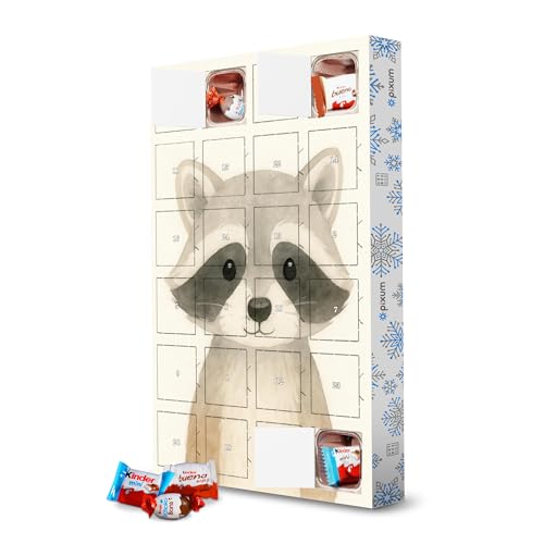 Adventskalender mit Produkten von Kinder® Netter Aquarell -Waschbär artboxONE Adventskalender Für Kinder von artboxONE
