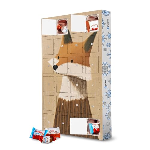 Adventskalender mit Produkten von Kinder® Nico niedlicher Fuchs artboxONE Adventskalender Natur von artboxONE