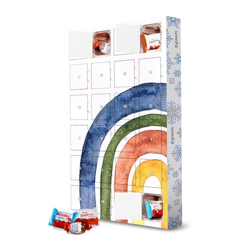 Adventskalender mit Produkten von Kinder® Regenbogen in Wasserfarbe artboxONE Adventskalender Natur von artboxONE