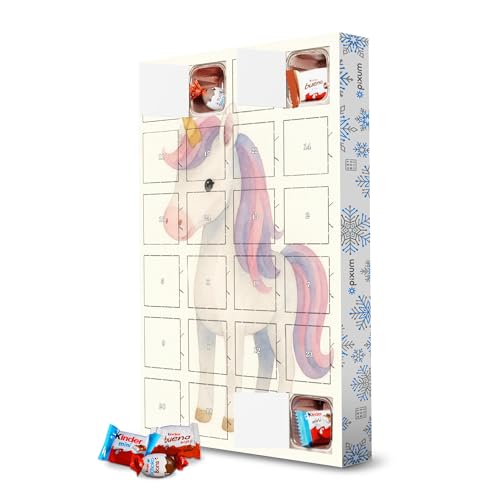 Adventskalender mit Produkten von Kinder® Süßes Aquarell Einhorn artboxONE Adventskalender Für Kinder von artboxONE