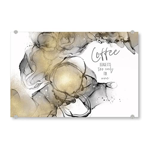 artboxONE Acrylglasbild 60x40 cm Typografie Alcohol Ink Zu früh für Wein - Bild Kaffee alkoholtinte Design artboxONE Acrylglasbild 60x40 cm Typografie Alcohol Ink Zu früh für Wein - Bild Kaffee alkoholtinte Design von artboxONE