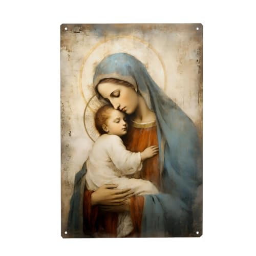 artboxONE Metall-Poster 20x30 cm Abstrakt Jungfrau Maria mit Kind von Künstler Carina von artboxONE