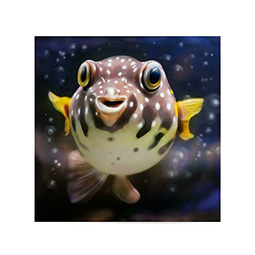 artboxONE Poster 20x20 cm Natur Fugu der Kugelfisch - Bild unterwasserwelt Bubbles Fisch von artboxONE
