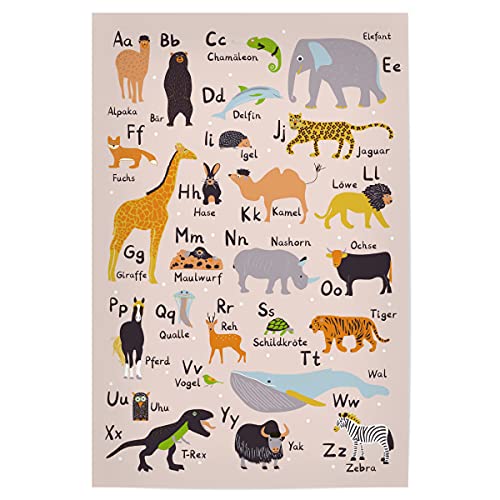artboxONE Poster 30x20 cm Typografie ABC Tiere Lernposter Alphabet - Bild Tiere Alphabet Einschulung von artboxONE